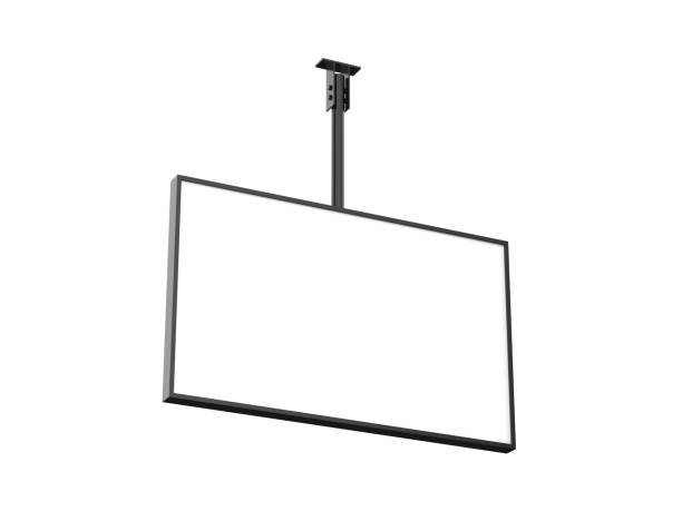 istock Outdoor digital ceiling mounted display screen mockup template, 3d illustration. 2188476422