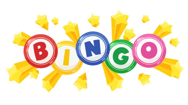 Bingo Title Bingo title and popping out stars background illustration colorful page borders stock illustrations