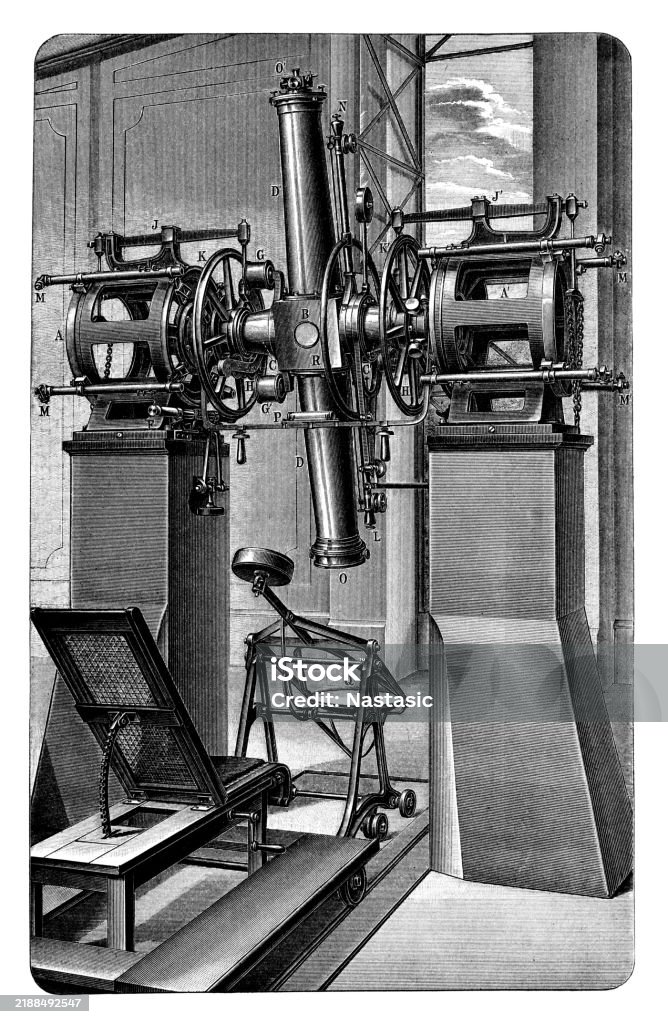 Meridian circle of the Strasbourg observatory 19th Century stock illustration Meridian circle of the Strasbourg observatory 19th Century stock illustration