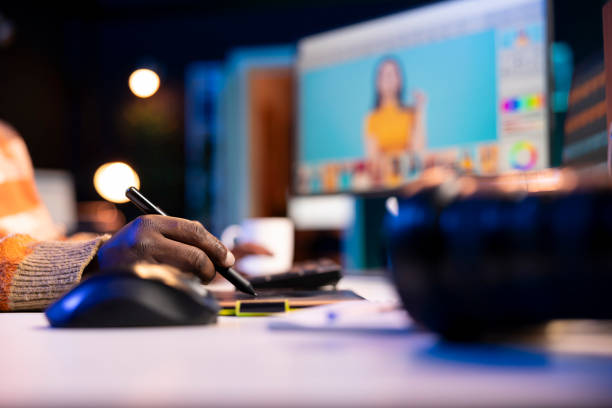 istock Black remote designer working from well organized home office 2188496436