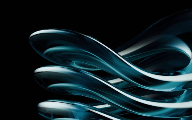 istock Abstract Fluid Design with Glossy Blue Curves on Black Background 2188501624