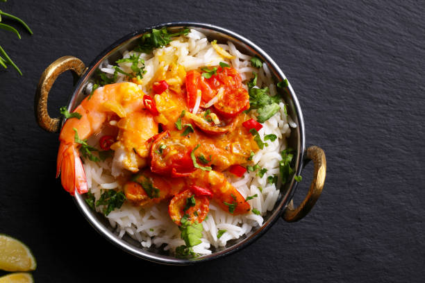 Prawn Curry with rice a spicy meal