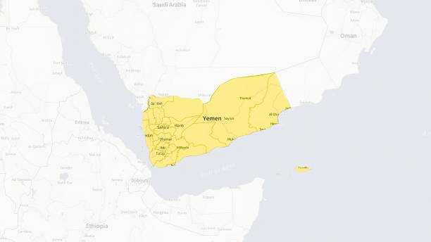 istock Highlighted Yemen Map with Yellow Country Emphasis 2188505632