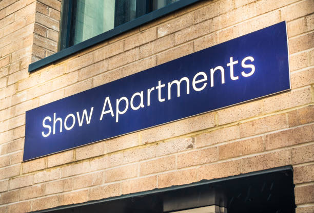 istock Show Apartments sign at new build development 2188506165