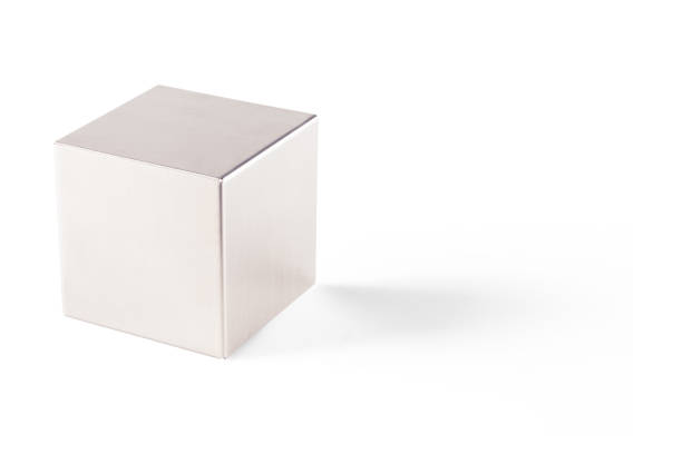 istock Isolated metal grey cube with shadow on white background, abstract geometric shape figure isolated 2188507182