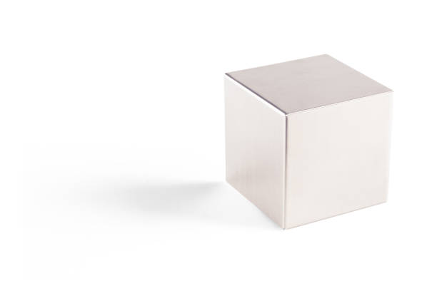 istock Isolated metal grey cube with shadow on white background, abstract geometric shape figure isolated 2188507183