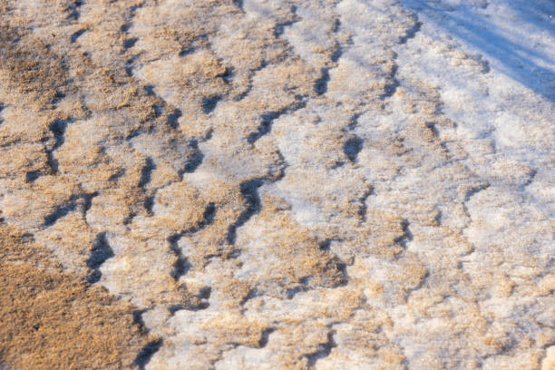 istock Frozen sand ripples covered with snow on a beach. Baltic Sea coast 2188509048