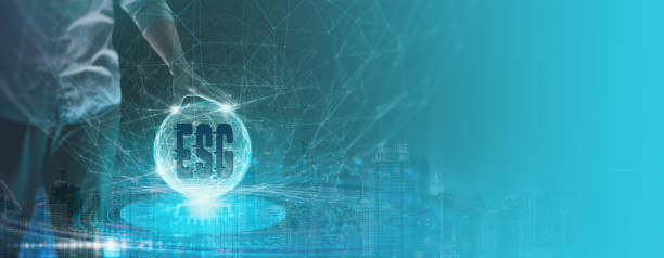 istock Hand Touching ESG Globe with Digital Network and Cityscape Background 2188512197