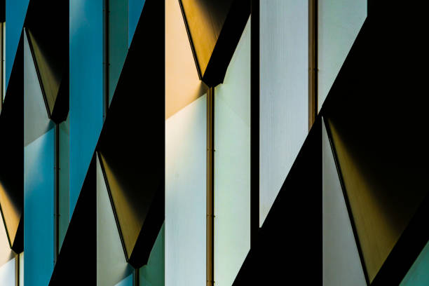 istock Abstract Colorful Architectural Facade with Interplay of Light, Shadows, and Angular Geometric Patterns 2188513411
