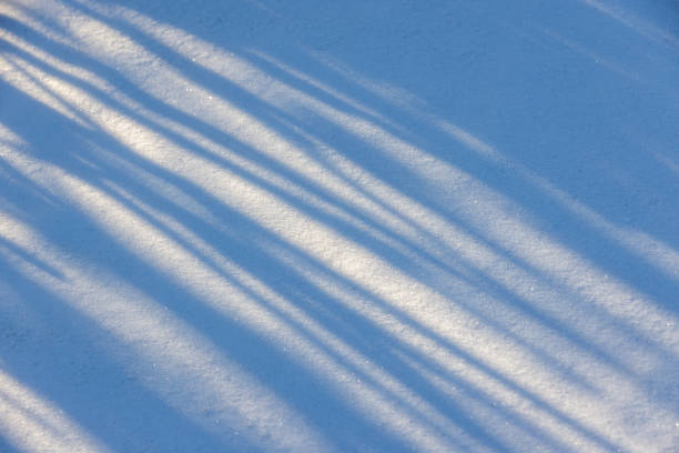 Pattern of blue shadows is on a snowdrift on a sunny winter day, abstract natural background photo texture