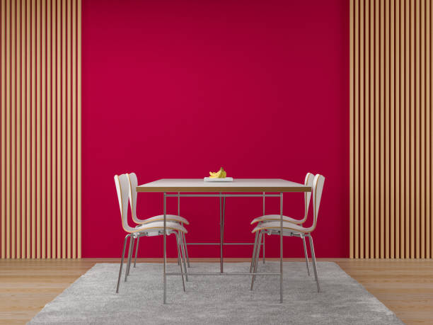 istock modern dining room white table and chairs empty burgundy wall 2188515274