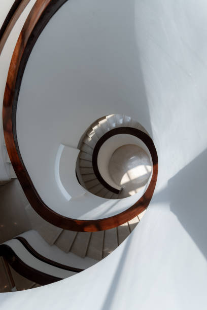 istock Vertical shooting of circular spiral staircase 2188521023