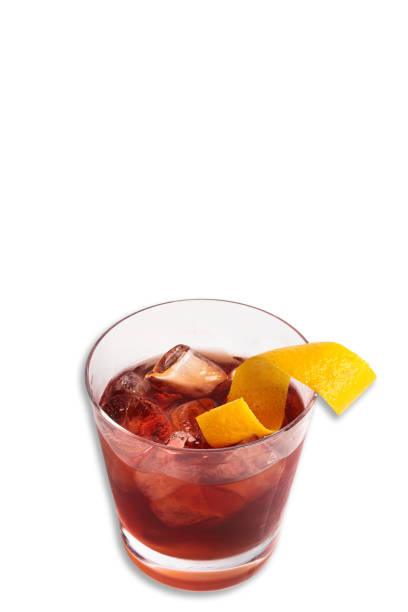 istock Classic cocktail with ice and orange garnish on isolated white background 2188530228