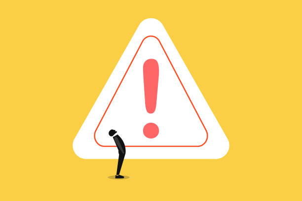 istock Businessman looking up thinking with big incident with exclamation attention sign. concept of Solving problem, identify risk or critical failure 2188532344