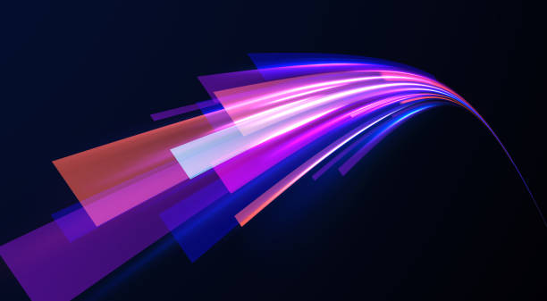 istock Light arc in neon colors, in the form of a turn and a zigzag. Creative vector illustration of flying cosmic meteor, planetoid, comet, fireball isolated on transparent background. 2188532990