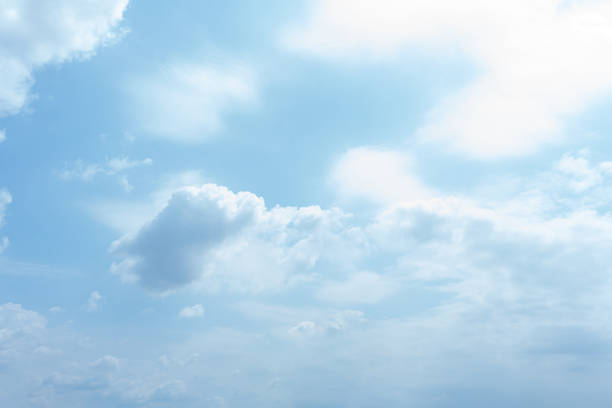 Serene Blue Sky Fluffy White Clouds Summer Day Background