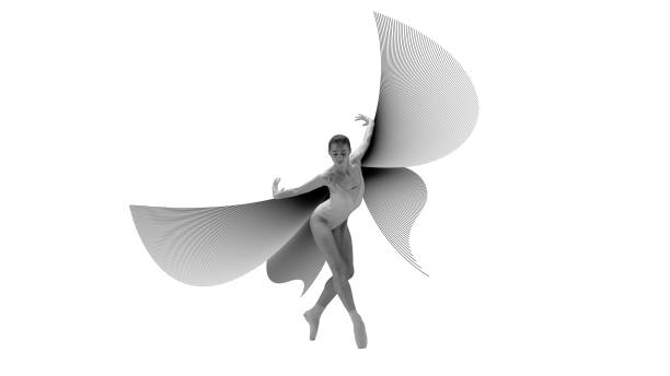 istock Cotemporary art collage. Dancer captured mid-leap, surrounded by geometric wing-like designs, symbolizing freedom and artistic expression. 2188541799