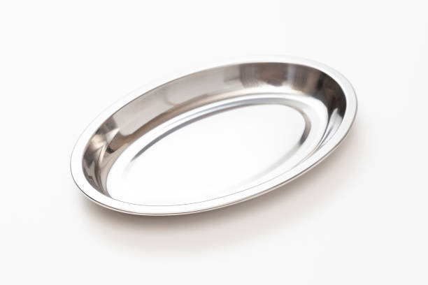 istock Stainless steel curry plate on white background 2188542156