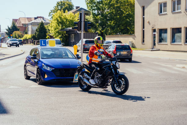 istock Traffic rules, training in realistic urban life. 2188546571