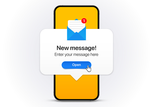 New Message Example New Message Notification Concept On Realistic Smartphone Mockup New ...