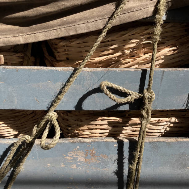Close up view of rope for tarpaulin on truck in the street of Caracas city