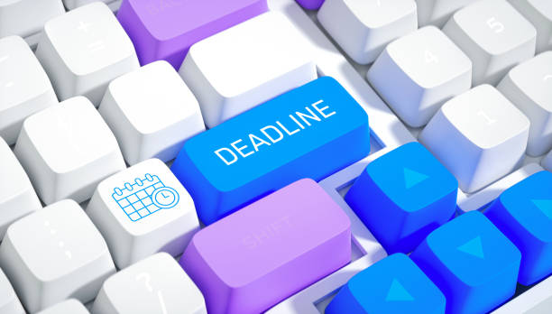 istock Computer keyboard.Deadline key, calendar icon, time management, project management, 3D render. 2188549391