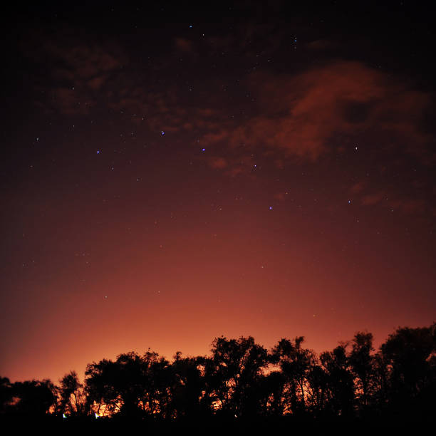 Stargazing in Rouge Beach National Urban Park, with urban light pollution, in Toornto, Ontario, Canada
