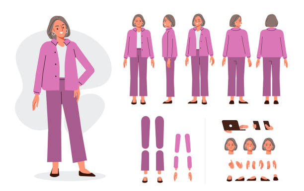 ilustrații de stoc cu femeie de vârstă mijlocie - personaj