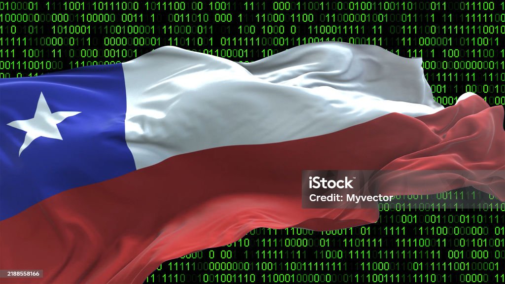 Chile Flag 3d Realistic Waving Flag On Matrix Digital Background With ...