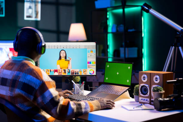 istock Male graphic artist using essential digital tools next to isolated mockup 2188571845