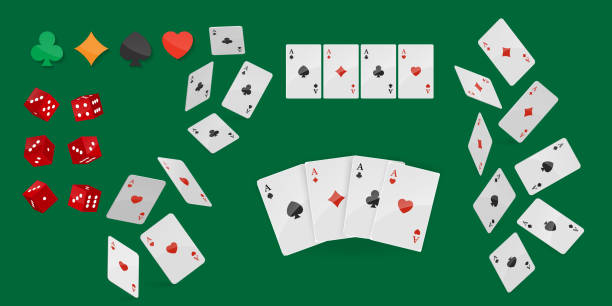 istock Playing cards, dice, card suits game, casino, poker, gambling, game, fun concept. Isolated elements 2188575059
