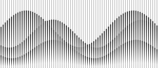 Abstract art geometric background with vertical lines. Optical illusion with waves and transition. Abstract art geometric background with vertical lines. Optical illusion with waves and transition. sound wave stock illustrations