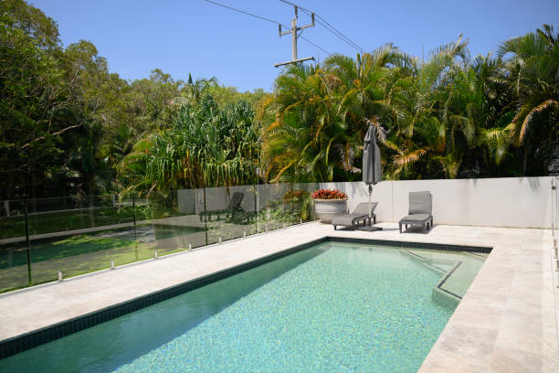 istock Swimming pool with glass enclosure in Byron Bay back yard 2188582144