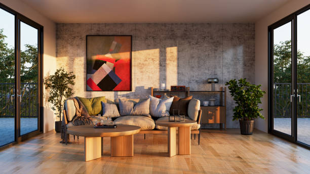 istock Large luxury modern bright interiors Living room mockup illustration 3D rendering image 2188589474