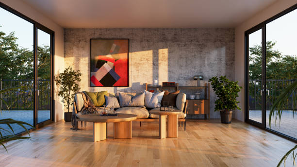 istock Large luxury modern bright interiors Living room mockup illustration 3D rendering image 2188589477