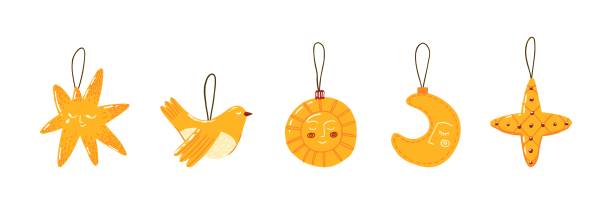 istock A set of Christmas tree decorations in a flat style. Hand drawn vector illustration. 2188596787