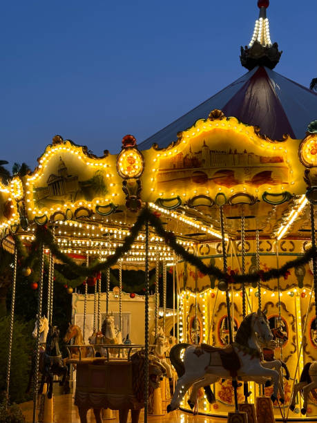 istock A carousel decorated with Christmas garlands and ornaments 2188600549