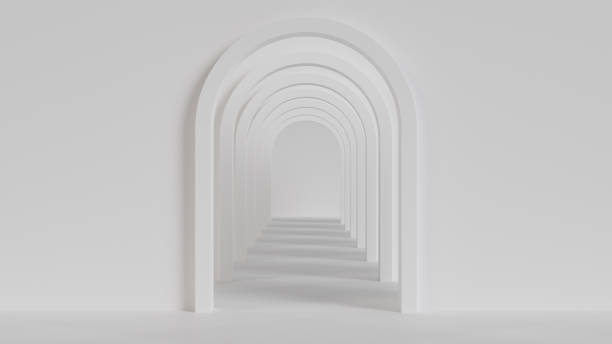 istock Endless tunnel of white arches 2188605303