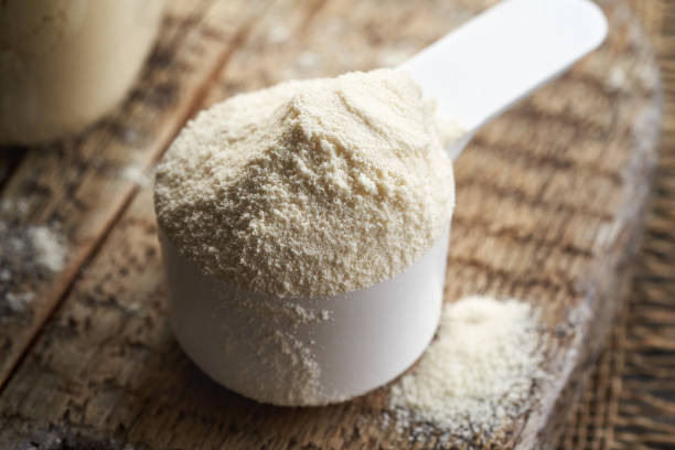 istock Whey protein powder in a white measuring scoop 2188608253