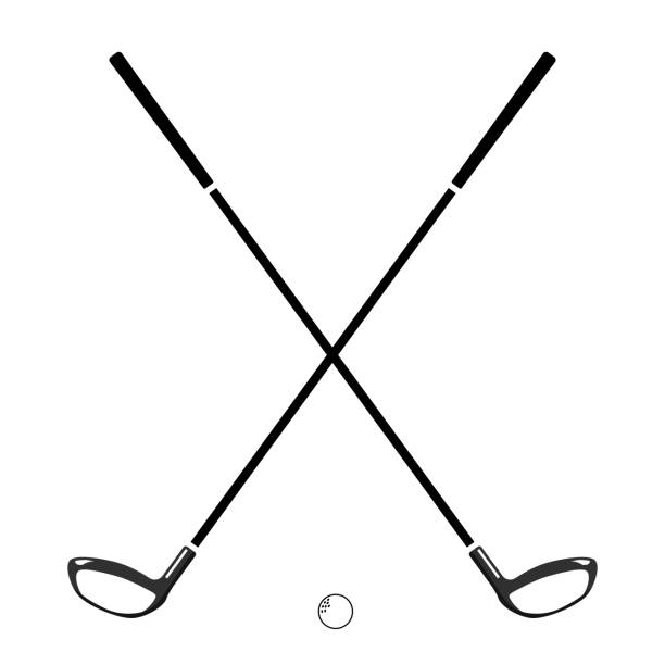 istock Silhouette Crossed Golf Clubs Icon Cartoon Black and White Illustration 2188623123