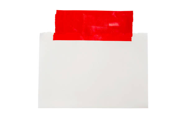 Note paper with masking tape isolated from background. clipping path