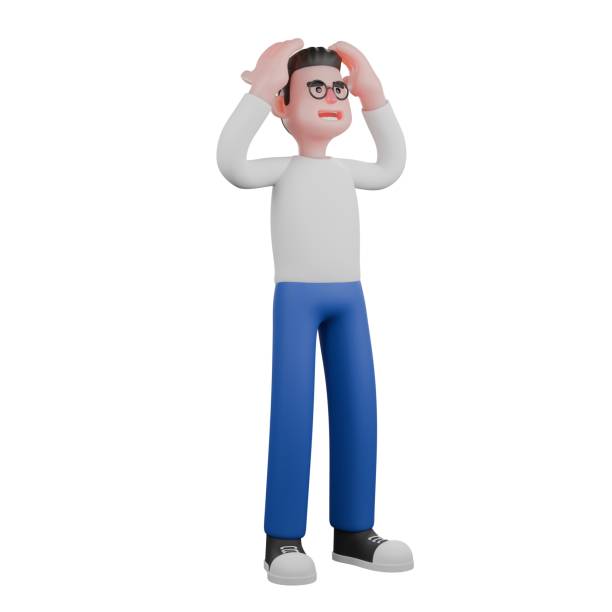 istock Cartoon Character 3D Model Video Editor Design. A male video editor stands with both hands holding his head, frustrated expression. Professional Illustration 2188629702