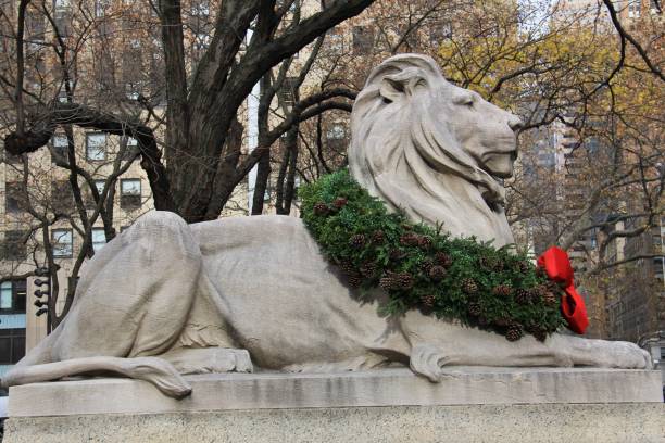 istock New York Public Library Holiday Stone Lion 2188632178