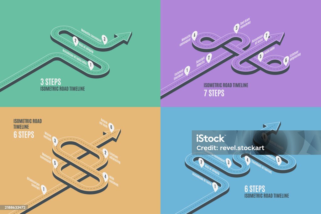 Follow. Map Isometric Navigation Map Infographic 46 Steps Timeline Concept Stock ...