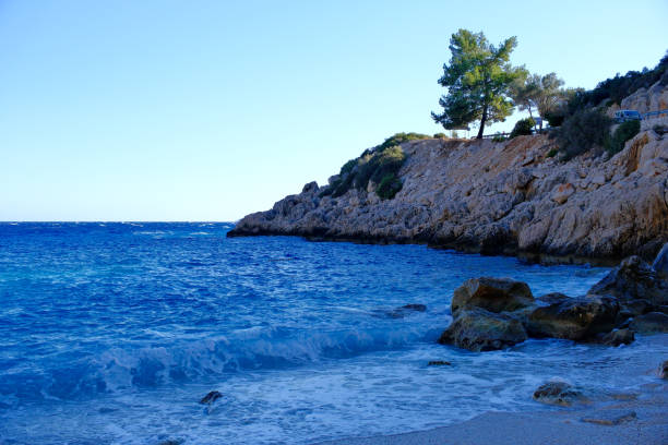 cliffs, rocks, clear water and pine trees all combine in the Mediterranean and the Balearic Island of Mallorca.