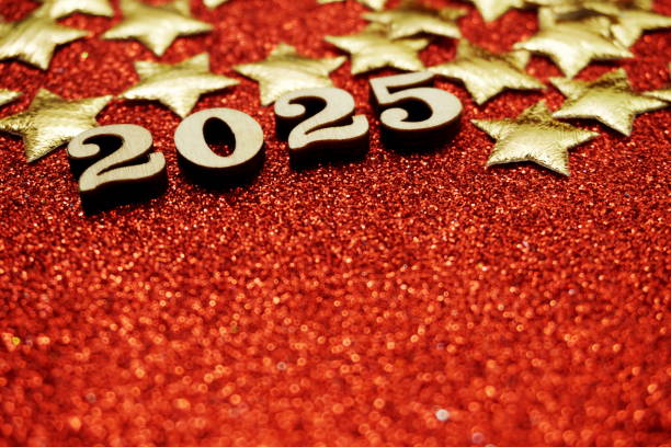 istock Happy New year 2025 with space copy on red glitter background 2188641384