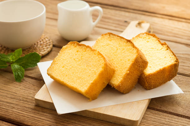 istock Slices of butter cakes with small white jar. 2188641499