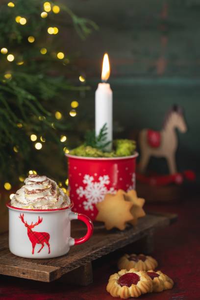 istock Cozy Christmas scene with hot chocolate and cookies. 2188647719