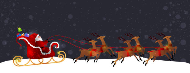 istock Santa Claus and Reindeers In Winter Background 2 2188652337