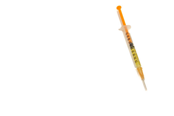 Syringe with vaccine isolated on white background and copy space